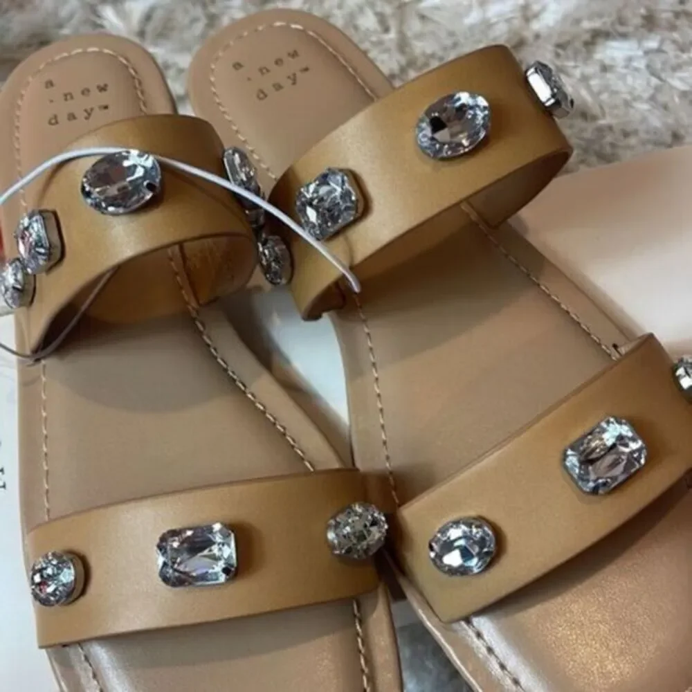 Women's Brit Two Band Embellished Sandals A‎ New Day Size 8.5